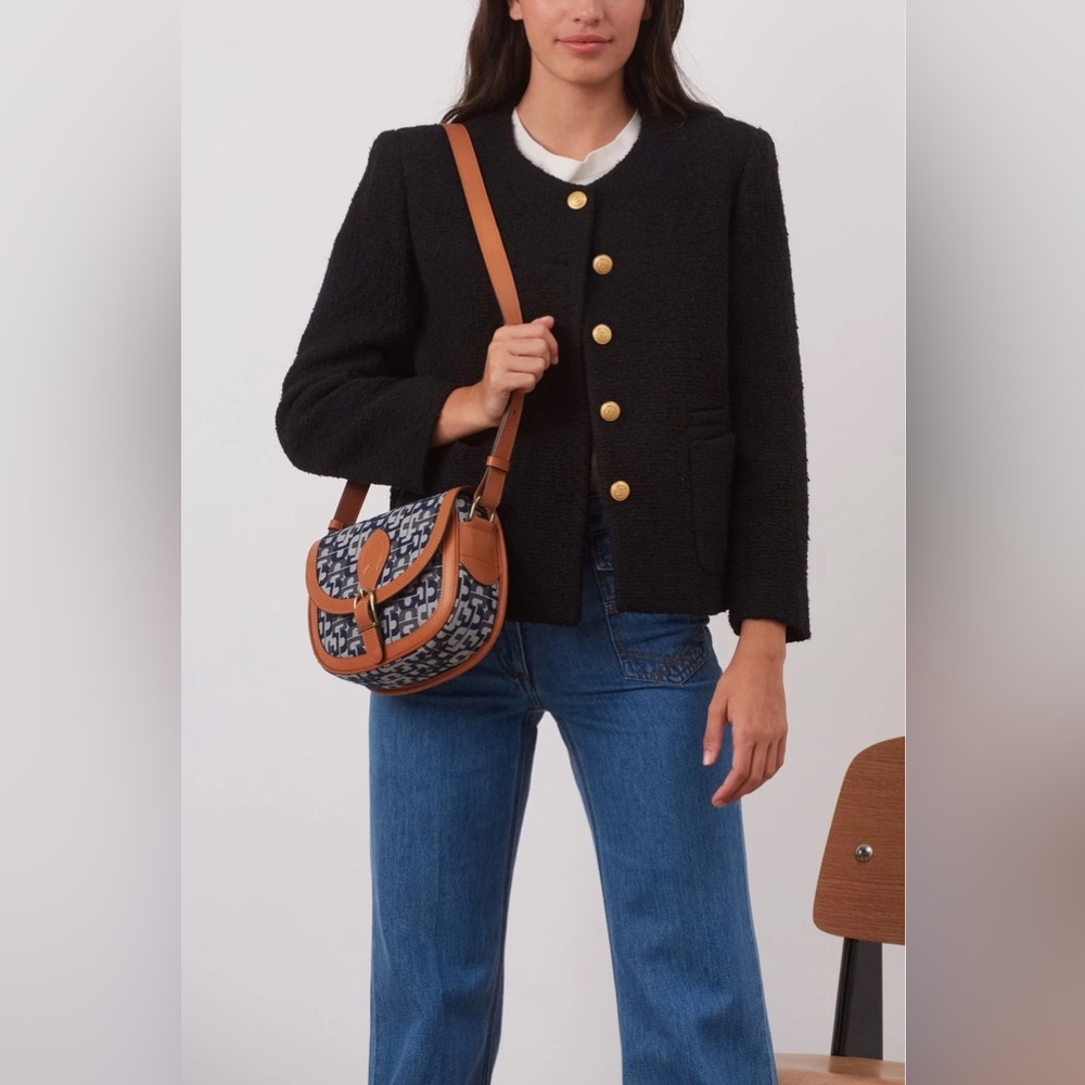 Gerard Darel Paris Naly Wool Tweed Jacket Black 38